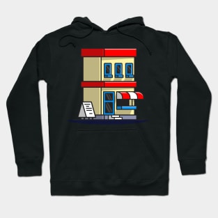 Street Cafe Building Cartoon Hoodie